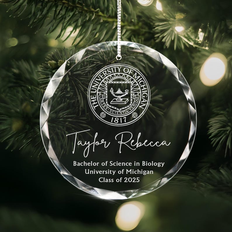 Custom College Logo Graduation Ornament - Engraved Grad Gift for Graduates To Celebrate Your Hard Work, Class of 2025