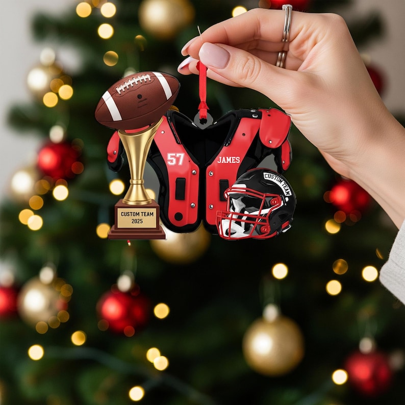 Personalized Football Ornament Custom Team Trophy Christmas Decoration