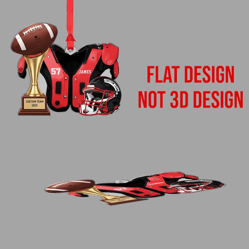 Personalized Football Ornament Custom Team Trophy Christmas Decoration