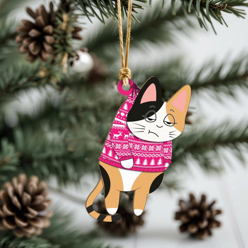 Custom Funny Cats Ornament, Personalized Cat Christmas Ornament, Christmas Tree Cat Ornament, Cat Owner Gift, Cat Mom Gifts, Xmas Gift