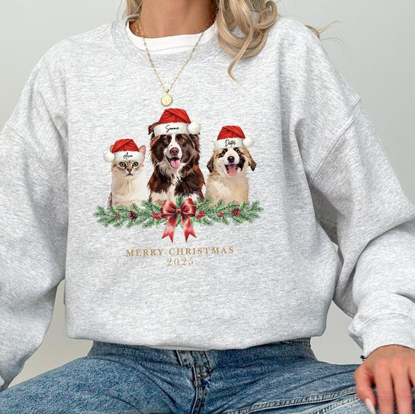 Custom Pet Christmas Sweater Using Pet Photo + Name Custom Dog Portrait Sweater Personalized Dog Pullover Dog Xmas Custom Cat Sweatshirt Dog