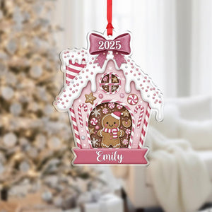 Personalized 2025 Gingerbread House Ornament: Custom Name Christmas Tree Hanging