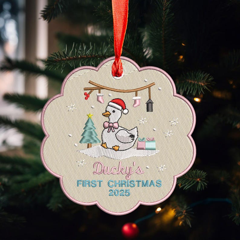 Personalized Baby's First Christmas Embroidered Ornament, Custom Baby Name Ornament, Baby Shower Gift, Gift for New Baby, 1st Christmas