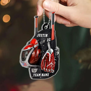 Personalized Baseball Softball Bag Ornament, Personalized Acrylic Christmas Ornament, Baseball Player Name and Number