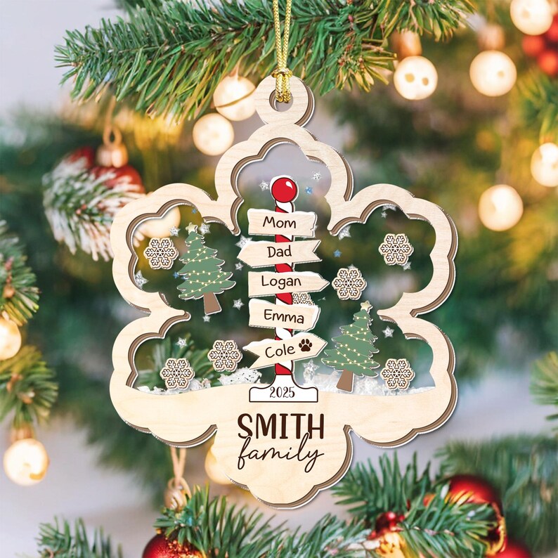 Family Christmas Ornament, Family Ornament, Personalized Christmas Ornament, 4D Family Shake Ornament, Christmas Tree Ornament, Family Gift