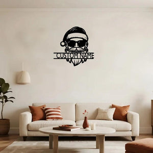 Personalized Cool Santa Metal Wall Art ,Custom Christmas Metal Sign,New Year Present,Custom Santa Sign,Wall Decor,Merry Christmas Gift