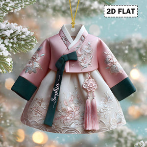 2D Flat Personalized Korean Hanbok Dress Christmas Acrylic Ornament, Traditional Asian Cultural Decor, Holiday Gift, Korean Lover Gift