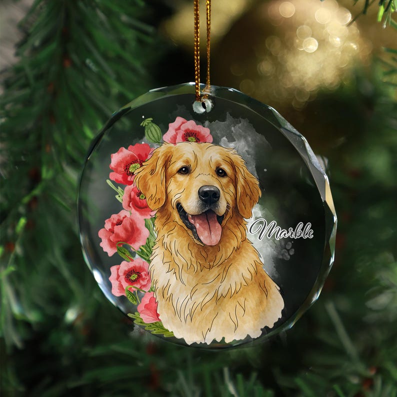 Personalized Pet Glass Ornament, Custom Cat Dog Christmas Hanging, Pet Remembrance Gift,Cat Photo Keepsake Holiday Decoration,Christmas Gift