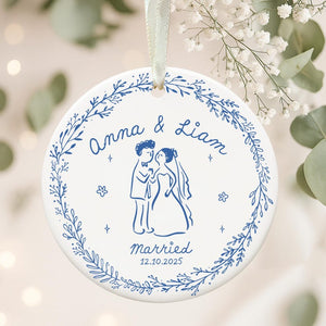 Custom First Christmas Married Ornament, Just Married Whimsical Ornament, Christmas Lesbian Wedding Ornaments 2025, Wedding Gifts For Couple
