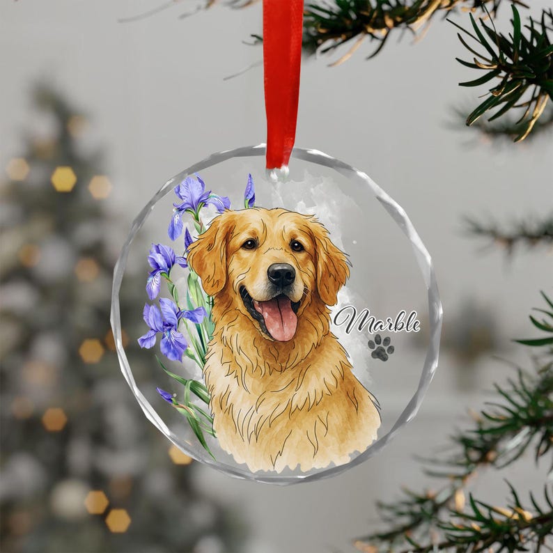 Personalized Pet Glass Ornament, Custom Cat Dog Christmas Hanging, Pet Remembrance Gift,Cat Photo Keepsake Holiday Decoration,Christmas Gift