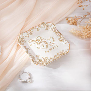 Personalized Locked Ring Dish, Wedding Gift for Couple, Toile De Jouy Jewelry Dish, Sentimental Gift for Bride, Engagement Gift, Anniversary