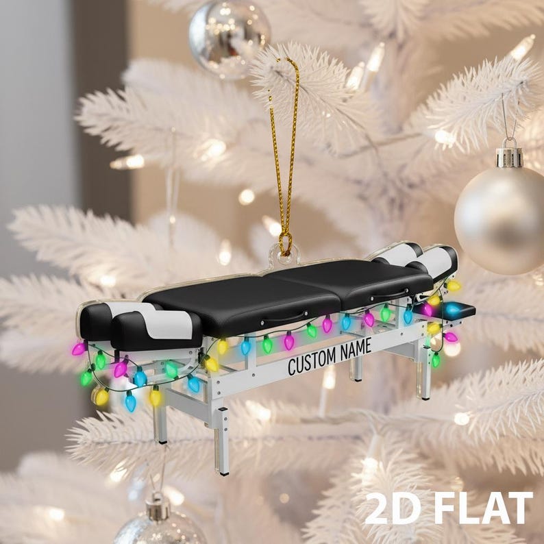 Personalized Chiropractor Christmas 2D FLAT Ornament, Chiropractic Table Xmas Decor, Custom Name Medical Ornament, Spine Doctor Holiday Gift