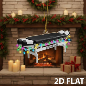 Personalized Chiropractor Christmas 2D FLAT Ornament, Chiropractic Table Xmas Decor, Custom Name Medical Ornament, Spine Doctor Holiday Gift