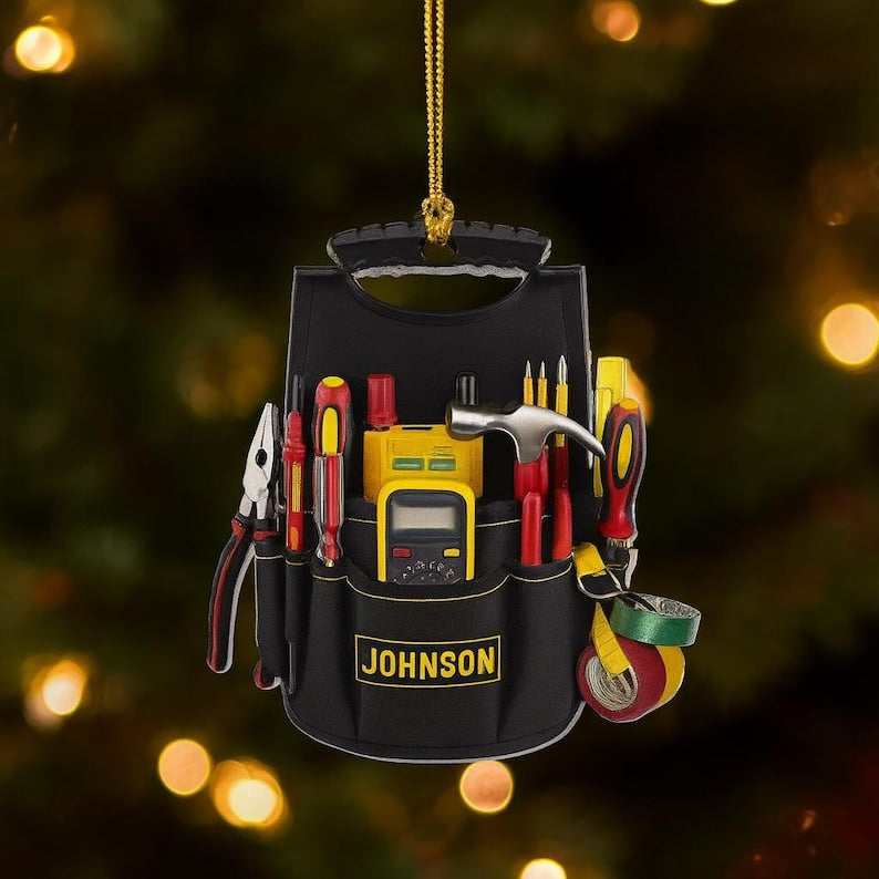 Custom Electrician Tool Bag Christmas Ornament, Flat 2D Electrician Decoration, Unique Holiday Gift for Dad,Keepsake for Electrician Lovers