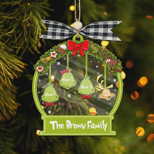 Personalized Ornament, Custom Name Family Ornament, Custom Family Name Ornament, Grin Ornaments, Grinchmas Ornament