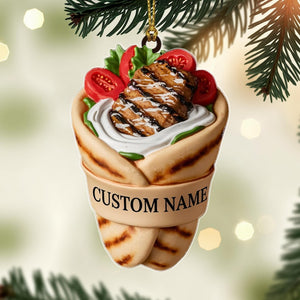 Custom Chicken Wrap Christmas Ornament, Tree Hanging Decor, Flat 2D Acrylic, Personalized Foodie Gift for Him Holiday Keepsake 2025