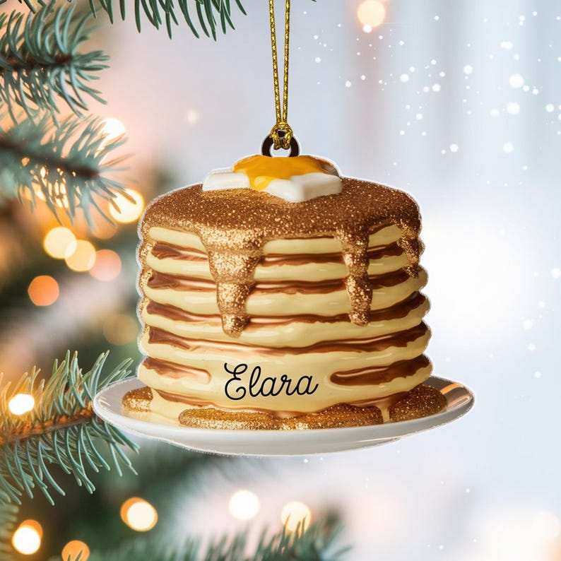 Custom Pancake Stack Christmas Ornament, Tree Hanging Decor, Flat 2D Acrylic, Personalized Foodie Gift for Him Holiday Keepsake 2025