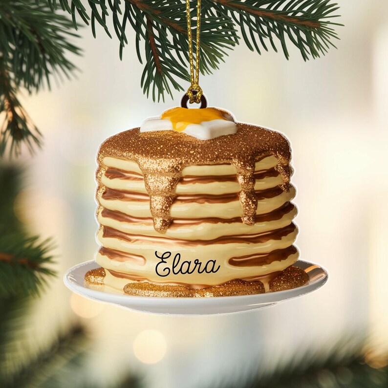 Custom Pancake Stack Christmas Ornament, Tree Hanging Decor, Flat 2D Acrylic, Personalized Foodie Gift for Him Holiday Keepsake 2025