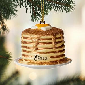 Custom Pancake Stack Christmas Ornament, Tree Hanging Decor, Flat 2D Acrylic, Personalized Foodie Gift for Him Holiday Keepsake 2025
