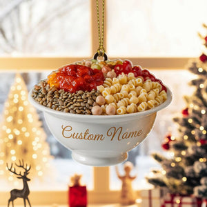 Custom Koshari Bowl Christmas Ornament, Tree Hanging Decor, Flat 2D Acrylic, Personalized Foodie Gift for Her Holiday Keepsake 2025