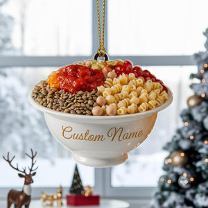 Custom Koshari Bowl Christmas Ornament, Tree Hanging Decor, Flat 2D Acrylic, Personalized Foodie Gift for Her Holiday Keepsake 2025