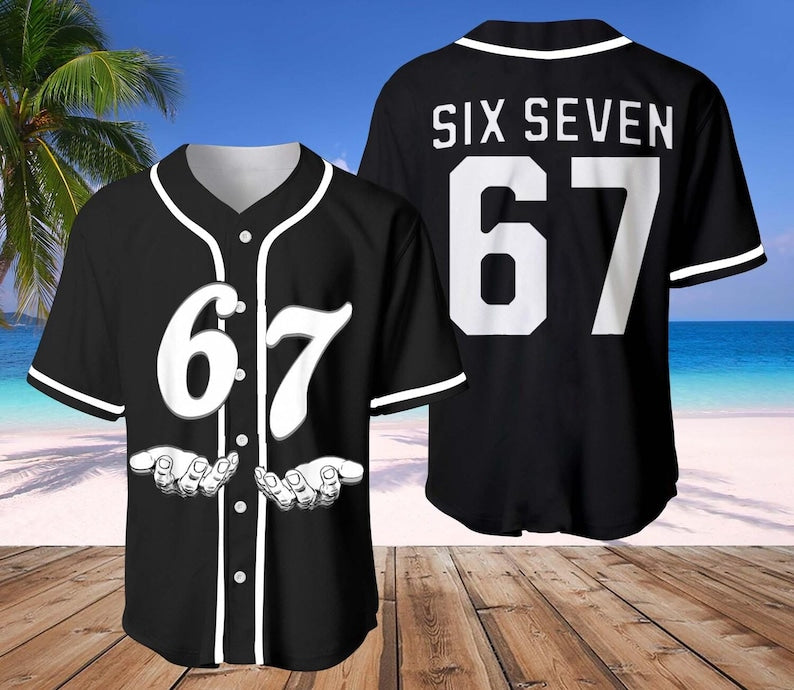 6 7 Baseball Jersey, Funny Halloween costume for kids or parents, great for teachers, six seven Tiktok trend, Meme shirt, Funny Jersey