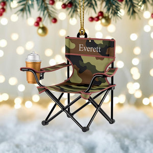 Custom Camping Chair Christmas Ornament, Tree Hanging Decor, Flat 2D Acrylic, Personalized Outdoor Gift for Husband Holiday Keepsake 2025