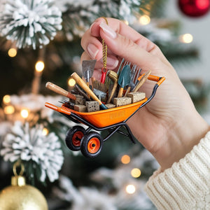 Custom Wheelbarrow Christmas Ornament, Tree Hanging Decor, Flat 2D Acrylic, Personalized Gardening Gift for Husband Holiday Keepsake 2025