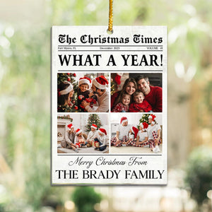 Family Christmas Ornaments, Personalized Family Photo Keepsake, Custom Family Photo Ornament, Gifts For Dad, Mom Gifts, Newspaper Ornament