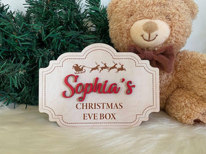 Custom Christmas Eve Box Name Sign | Personalized Wooden Plaque | Holiday Keepsake for Christmas Eve Box | Kids Christmas Decoration