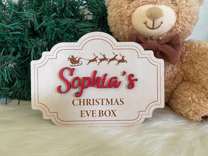 Custom Christmas Eve Box Name Sign | Personalized Wooden Plaque | Holiday Keepsake for Christmas Eve Box | Kids Christmas Decoration