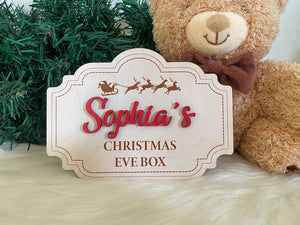Custom Christmas Eve Box Name Sign | Personalized Wooden Plaque | Holiday Keepsake for Christmas Eve Box | Kids Christmas Decoration
