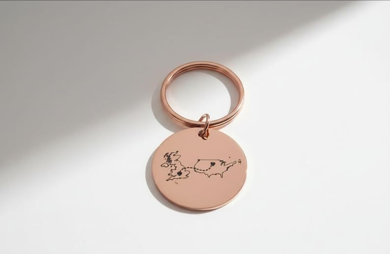 Personalised Country Keychain Two Home Keyring State Keychain Long Distance Relationship Gift Personalised Keyring Christmas Day Gift