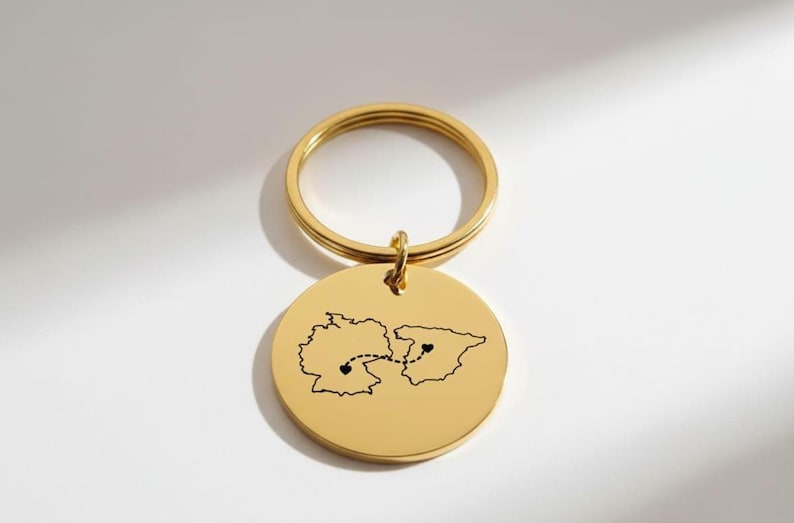 Personalised Country Keychain Two Home Keyring State Keychain Long Distance Relationship Gift Personalised Keyring Christmas Day Gift