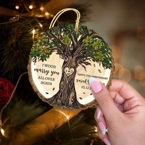 Personalized 5th Anniversary Wooden Ornament: Wood Anniversary Gift For Couples