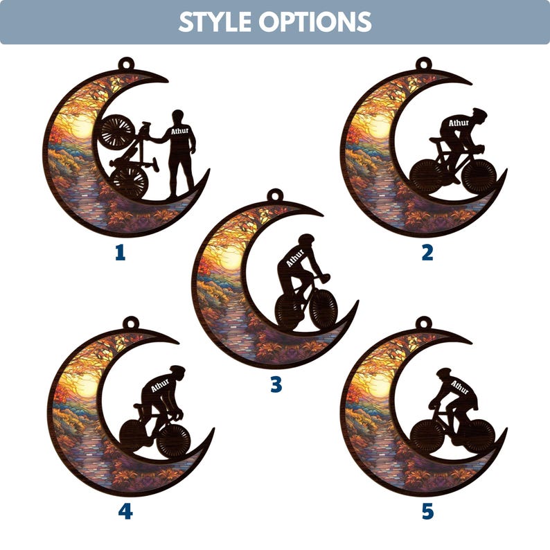 Personalized Bicycle Christmas Ornaments 2025, Cycling Suncatcher Wooden Ornament Mountain Bikes Ornament Racing Bicycle for Christmas 2025