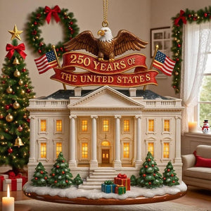 250 Years of America Ornament 2026, Liberty Bell Acrylic Patriotic Flat Ornament, USA 250th Anniversary Christmas Tree Decoration