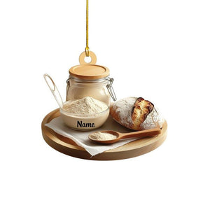 Personalized Sourdough Starter Jar Christmas Ornament, Sourdough Bread Ornament, Sourdough Ornament Gift, Baking Lovers Gift, 2D Flat Ornament