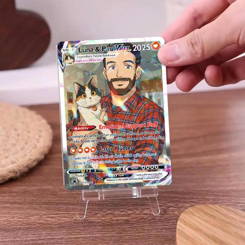 Turn your pet into a Pokemon, Personalized Pet as Pokemon Card, Custom Photo Anime Card, Gift For Him, Gift For Her, Pet Lover Gift Cat Gift