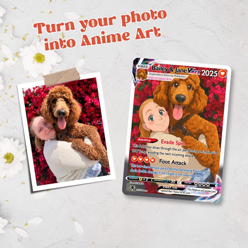 Turn your pet into a Pokemon, Personalized Pet as Pokemon Card, Custom Photo Anime Card, Gift For Him, Gift For Her, Pet Lover Gift Cat Gift
