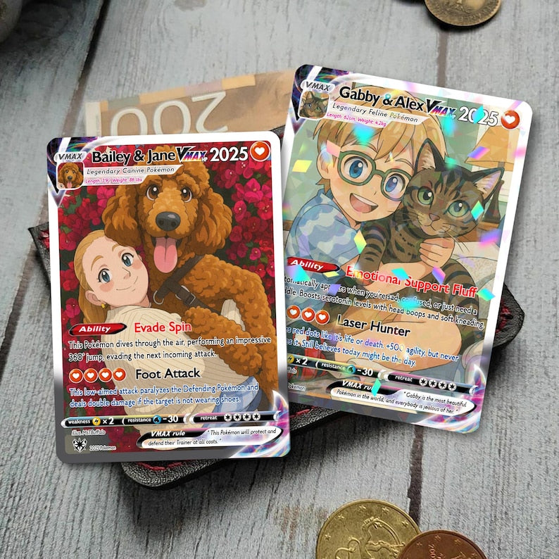 Turn your pet into a Pokemon, Personalized Pet as Pokemon Card, Custom Photo Anime Card, Gift For Him, Gift For Her, Pet Lover Gift Cat Gift
