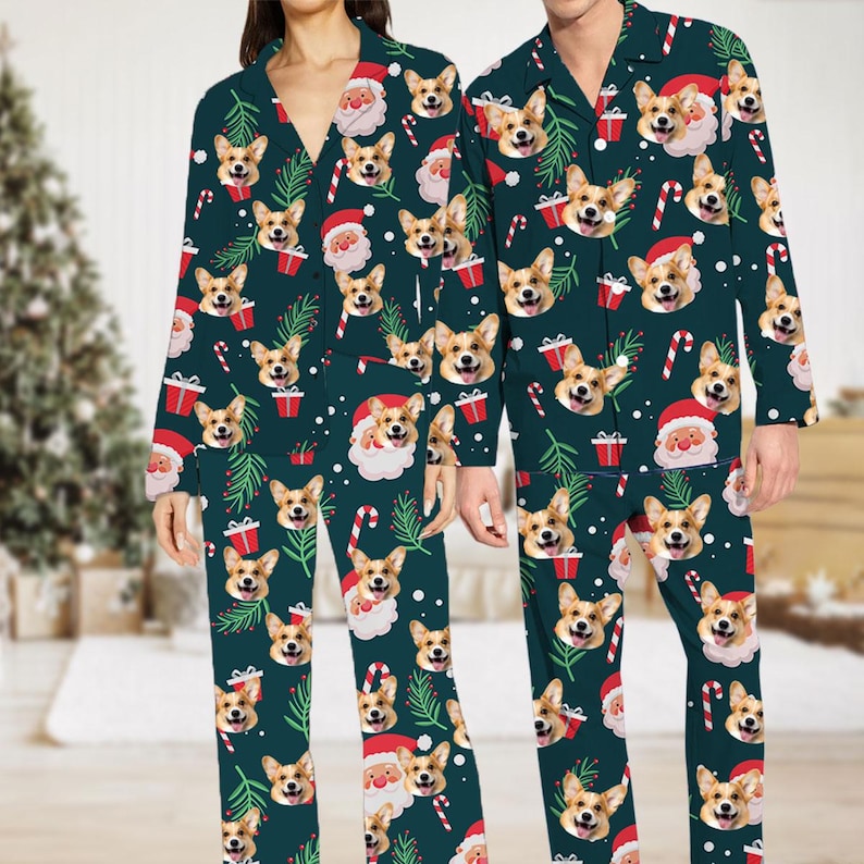 Custom Photo Face Christmas Pajamas - Personalized Xmas Pajama Set - Matching Family Christmas PJs - Custom Photo Sleepwear - Christmas Gift