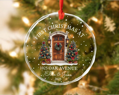 Personalized First Christmas At New Home Glass Ornament, First Home Ornament, New Home Ornament, Realtor Gift, Housewarming Gift
