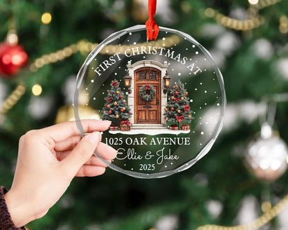 Personalized First Christmas At New Home Glass Ornament, First Home Ornament, New Home Ornament, Realtor Gift, Housewarming Gift