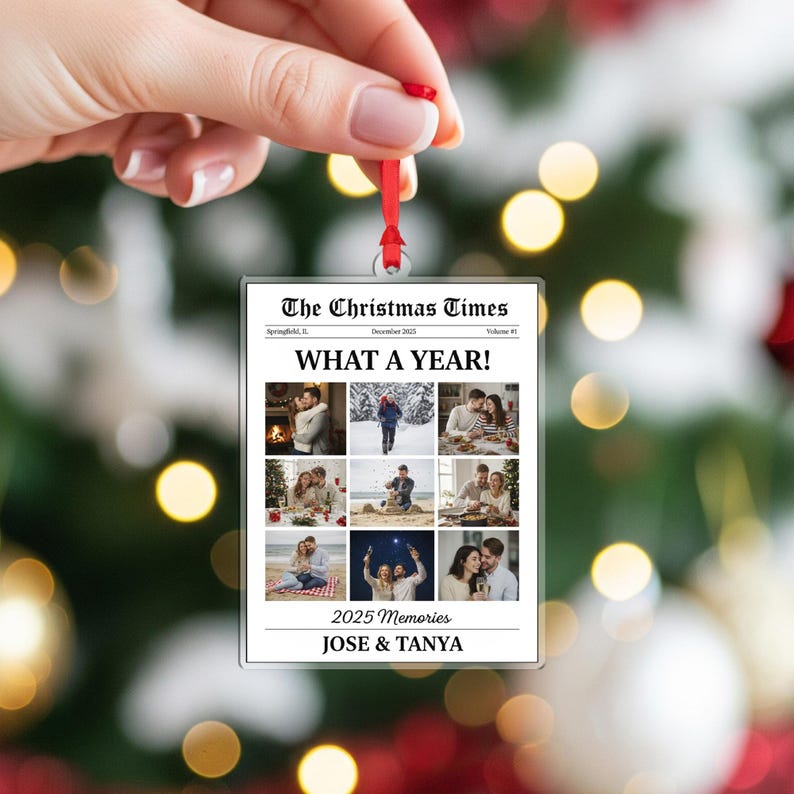 Personalized Newspaper Ornament Custom Image What A Year For Couple Gifts
