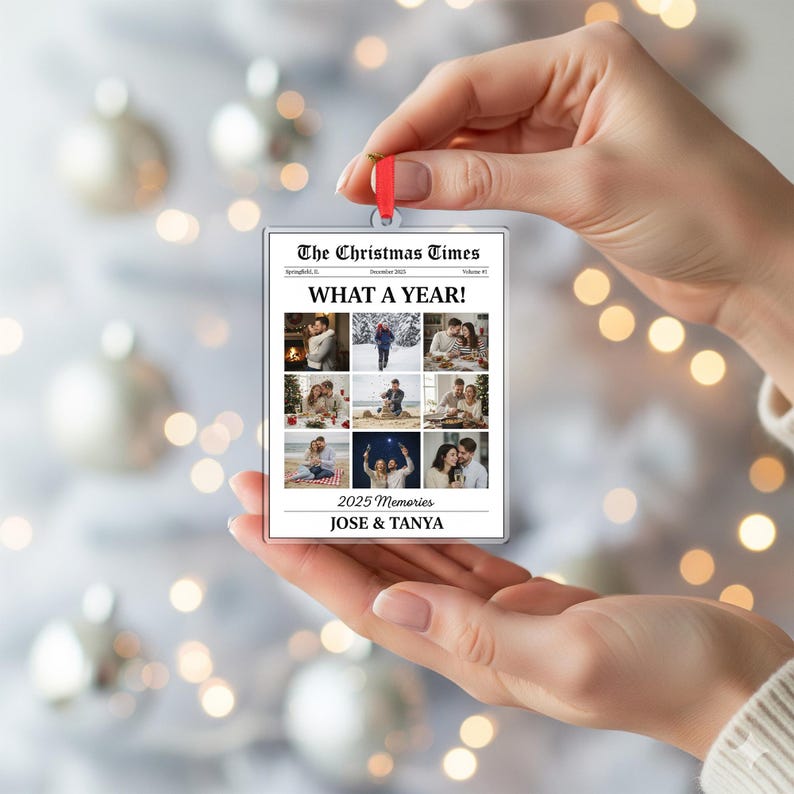 Personalized Newspaper Ornament Custom Image What A Year For Couple Gifts