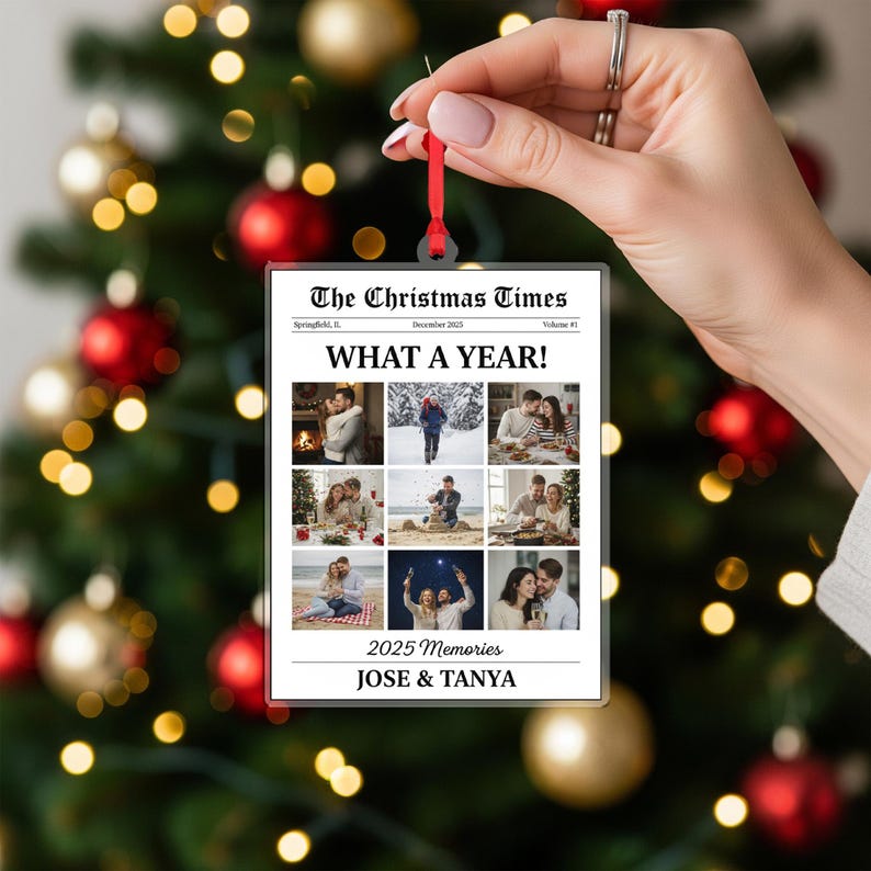 Personalized Newspaper Ornament Custom Image What A Year For Couple Gifts