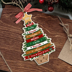 Personalized Large Family Christmas Layered 3D Ornament 2025: Wooden Grandkids Keepsake, Custom Family Names