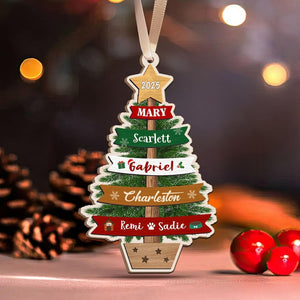 Personalized Large Family Christmas Layered 3D Ornament 2025: Wooden Grandkids Keepsake, Custom Family Names