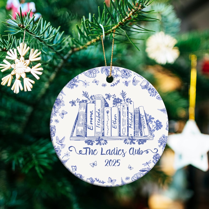 Custom Book Ornament for Book Blub, Book Lover Gift, Book Club Ornament, Christmas Gift for Librarian or Reader, Bookish Gift